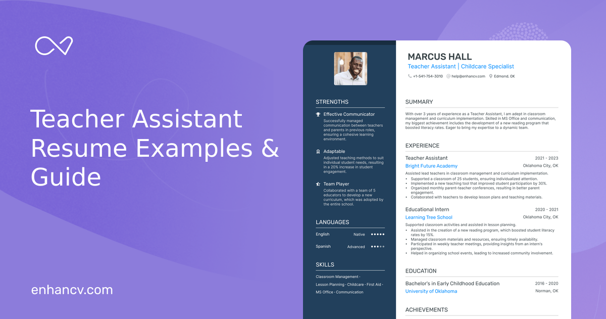 15 Teacher Assistant Resume Examples & Guide for 2025