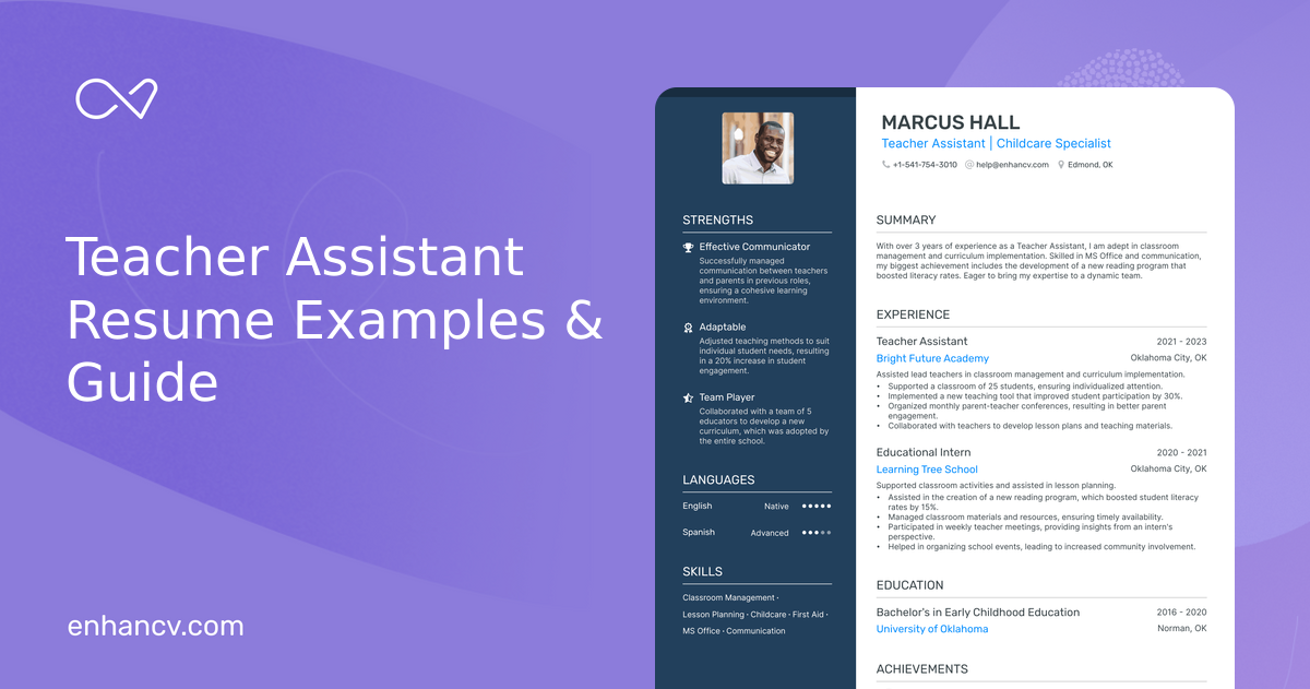 9 Teacher Assistant Resume Examples & Guide for 2024