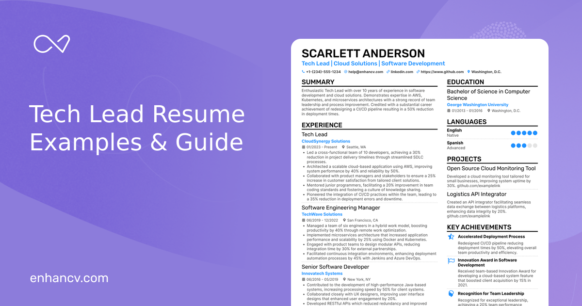 10 Tech Lead Resume Examples & Guide for 2026