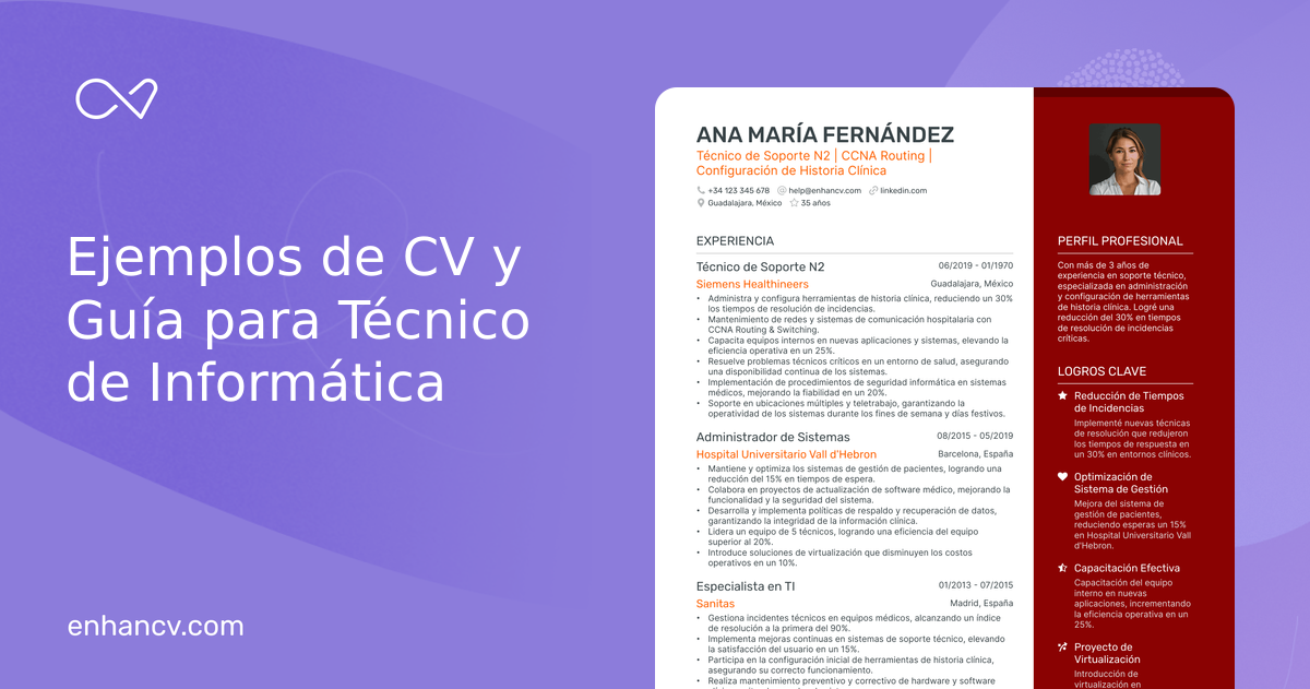 Ejemplo de Currículum de Técnico de Informática que Consiguió Empleo y ...