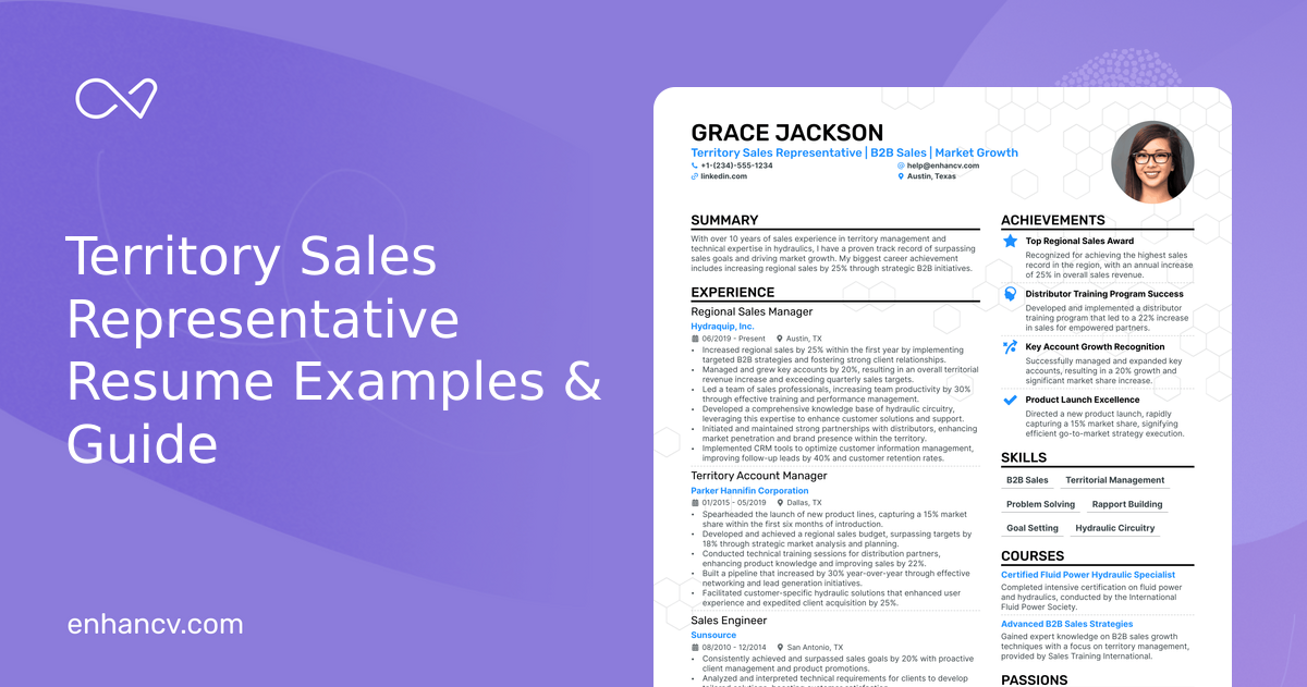 5 Territory Sales Representative Resume Examples & Guide for 2024