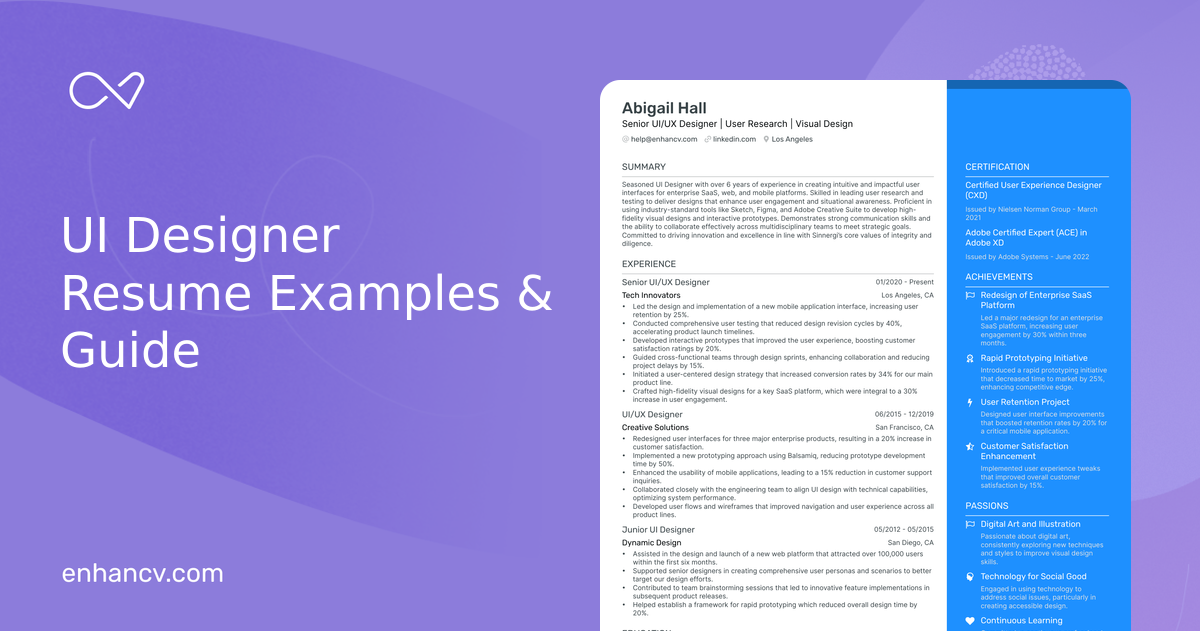 5 UI Designer Resume Examples & Guide for 2024