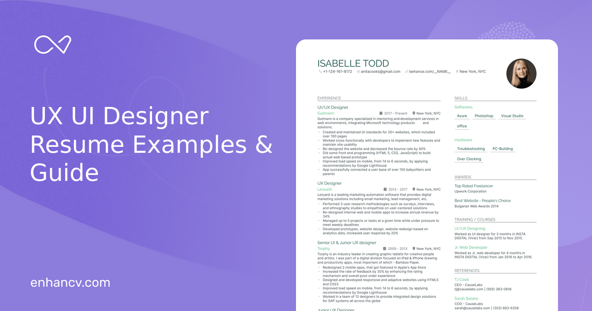 5 UX UI Designer Resume Examples & Guide for 2024