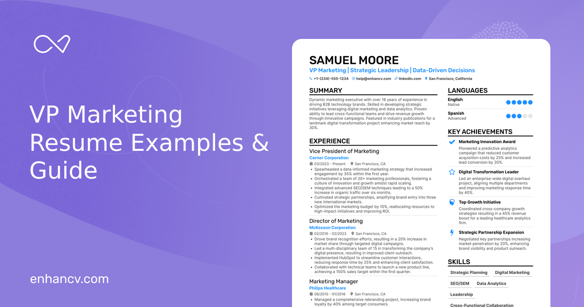12 VP of Marketing Resume Examples & Guide for 2026