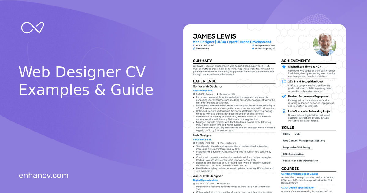 Web Designer CV Examples & Guide for 2025