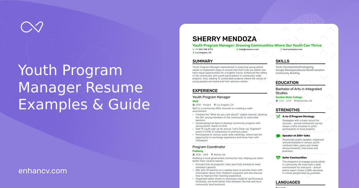 5 Youth Program Manager Resume Examples & Guide for 2024